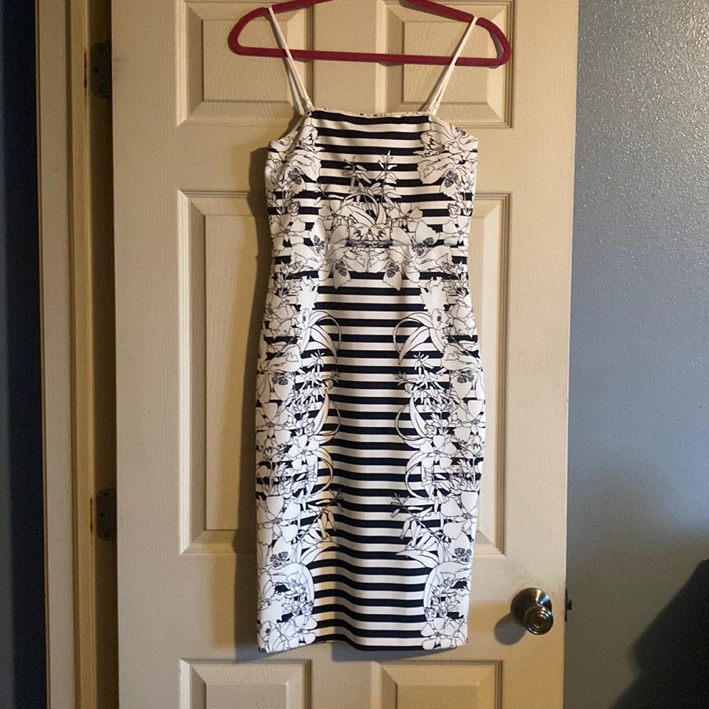 Black and white midi dress
